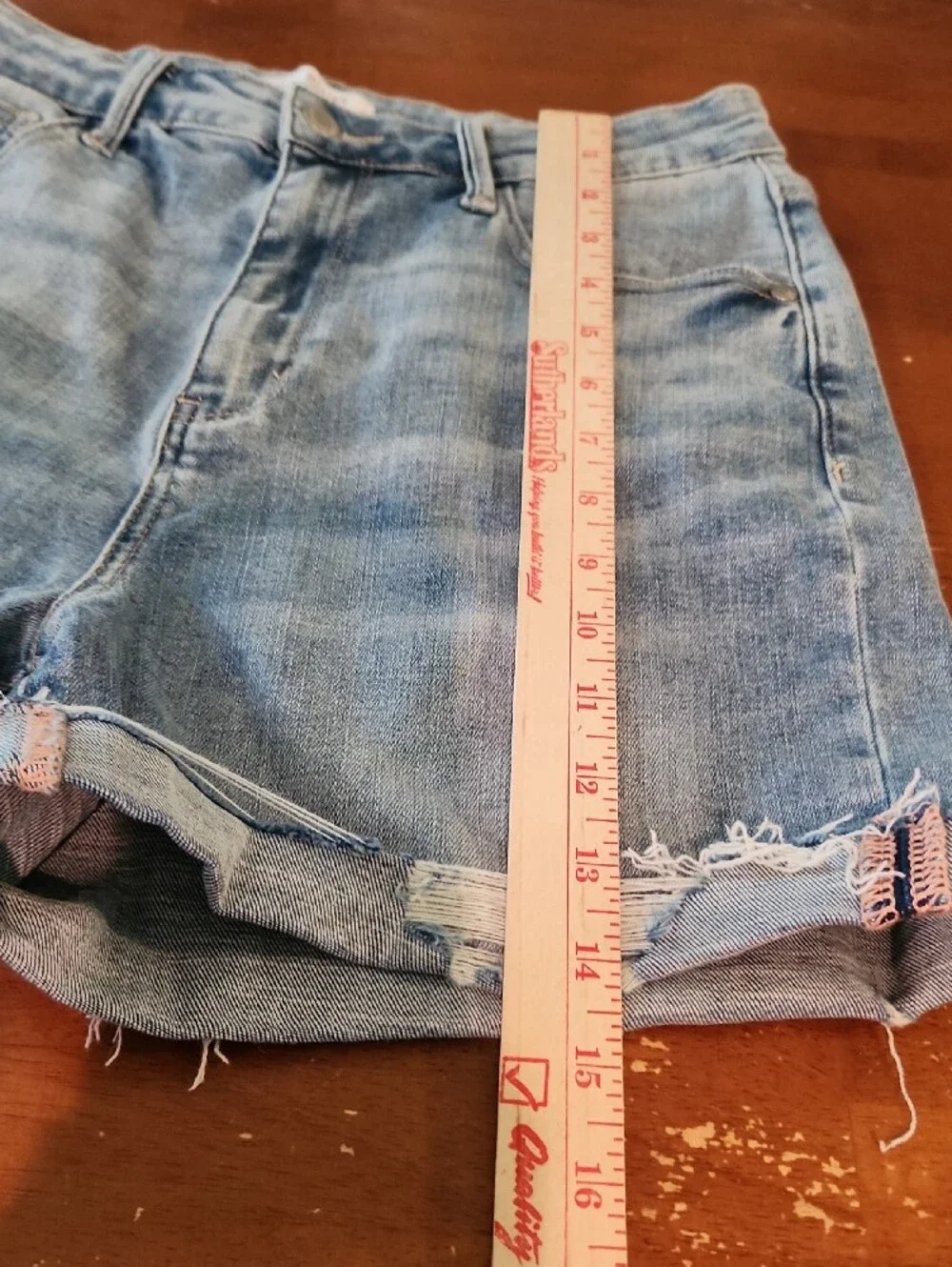 Judy Blue High Rise Distressed Cuffed Cutoff Denim Shorts light wash Size L